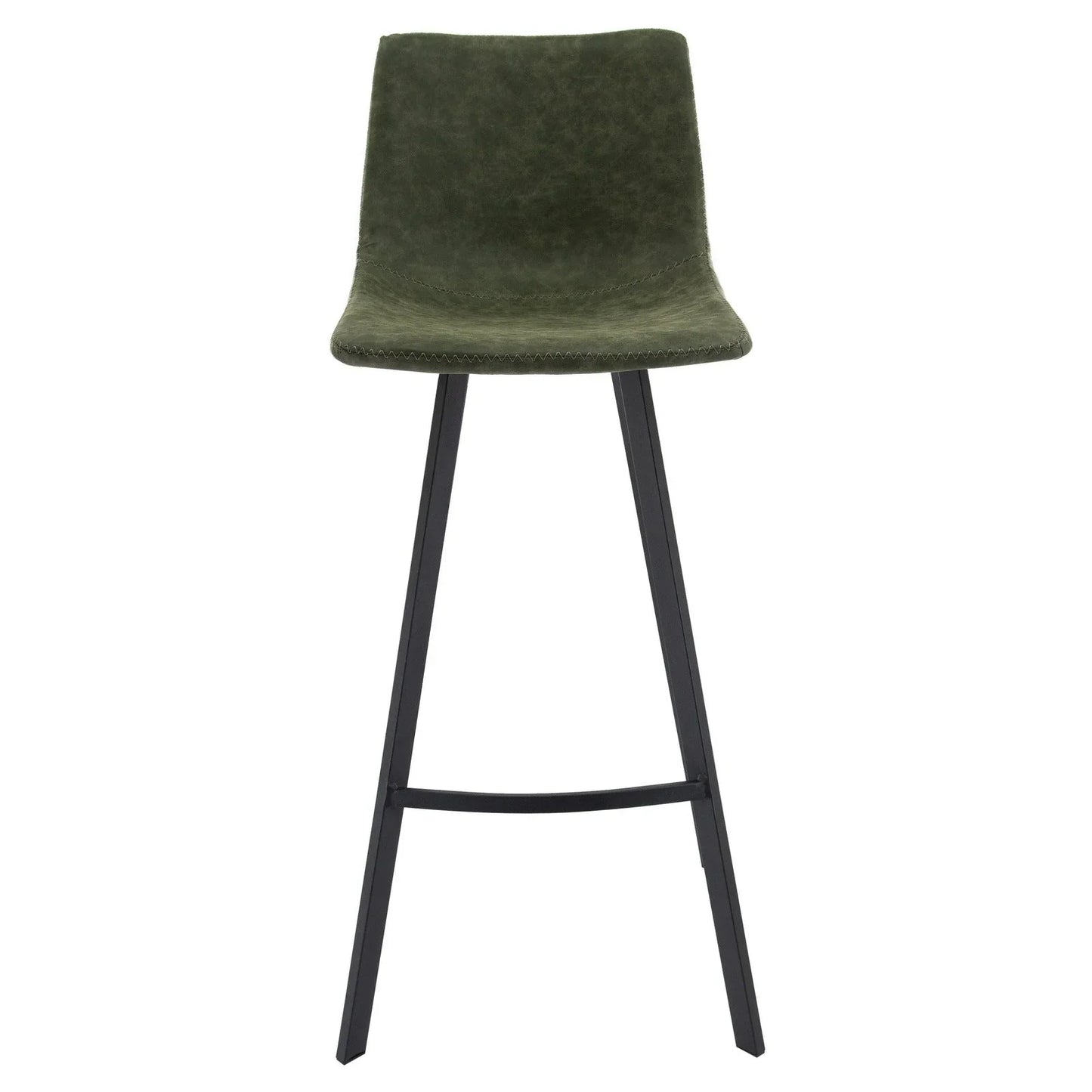 Elland Modern Upholstered Leather Bar Stool With Iron Legs & Footrest Set of 2 - Elax Furniture