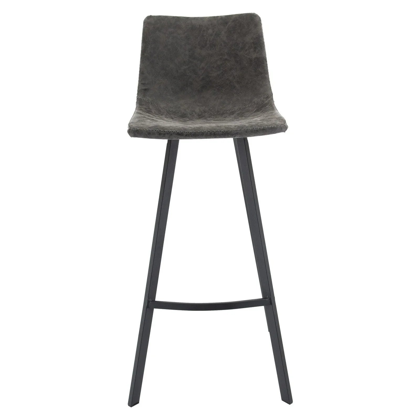 Elland Modern Upholstered Leather Bar Stool With Iron Legs & Footrest Set of 2 - Elax Furniture
