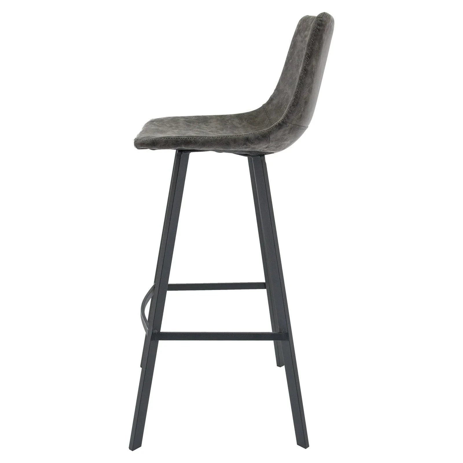 Elland Modern Upholstered Leather Bar Stool With Iron Legs & Footrest Set of 2 - Elax Furniture