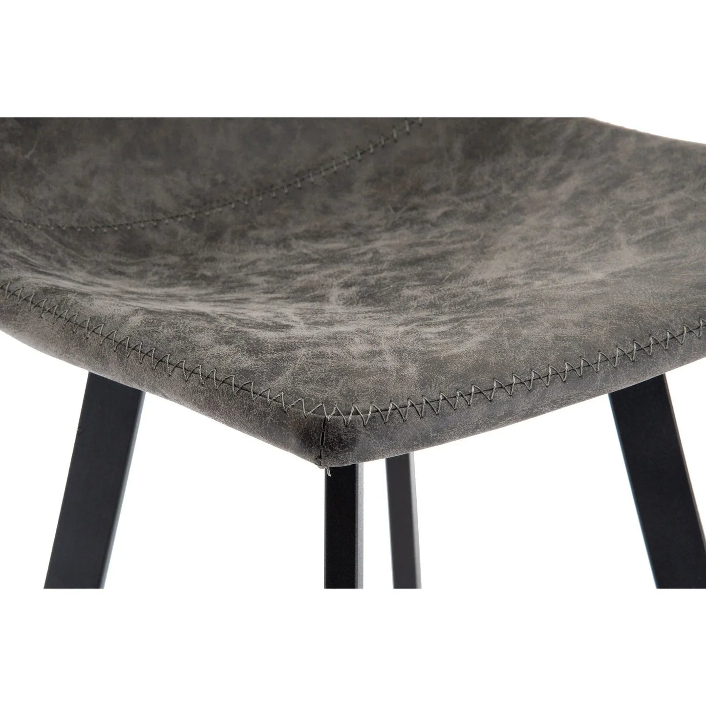 Elland Modern Upholstered Leather Bar Stool With Iron Legs & Footrest Set of 2 - Elax Furniture