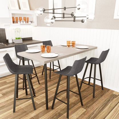 Elland Modern Upholstered Leather Bar Stool With Iron Legs & Footrest - Elax Furniture