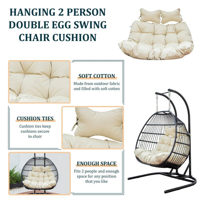 Modern Upholstered 2 Person Hanging Egg Swing Cushion with Headrest - Elax Furniture