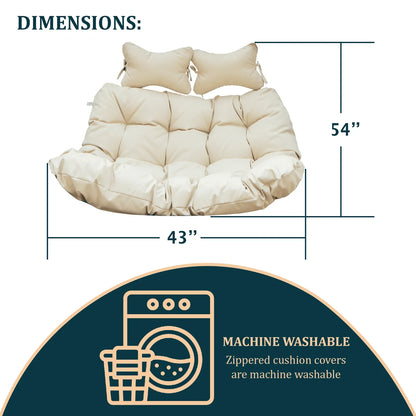 Modern Upholstered 2 Person Hanging Egg Swing Cushion with Headrest - Elax Furniture