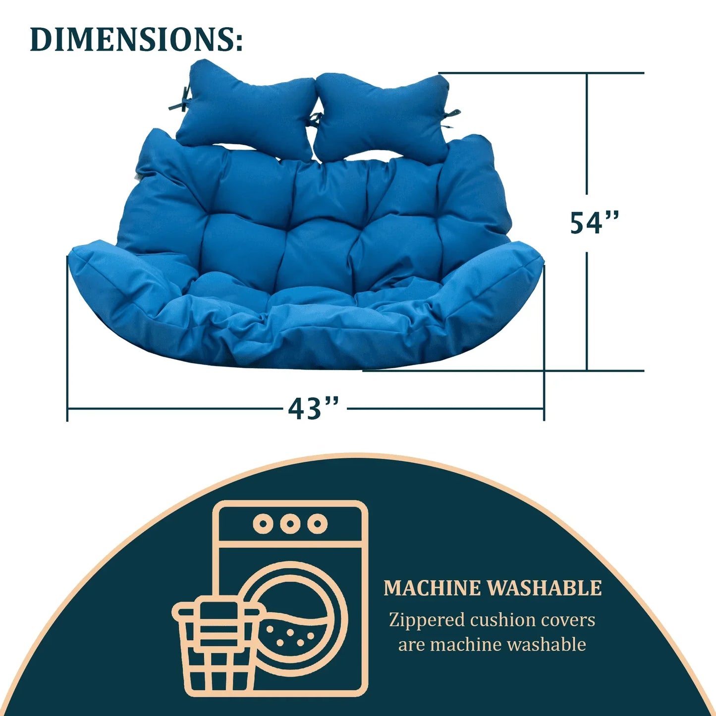 Modern Upholstered 2 Person Hanging Egg Swing Cushion with Headrest - Elax Furniture