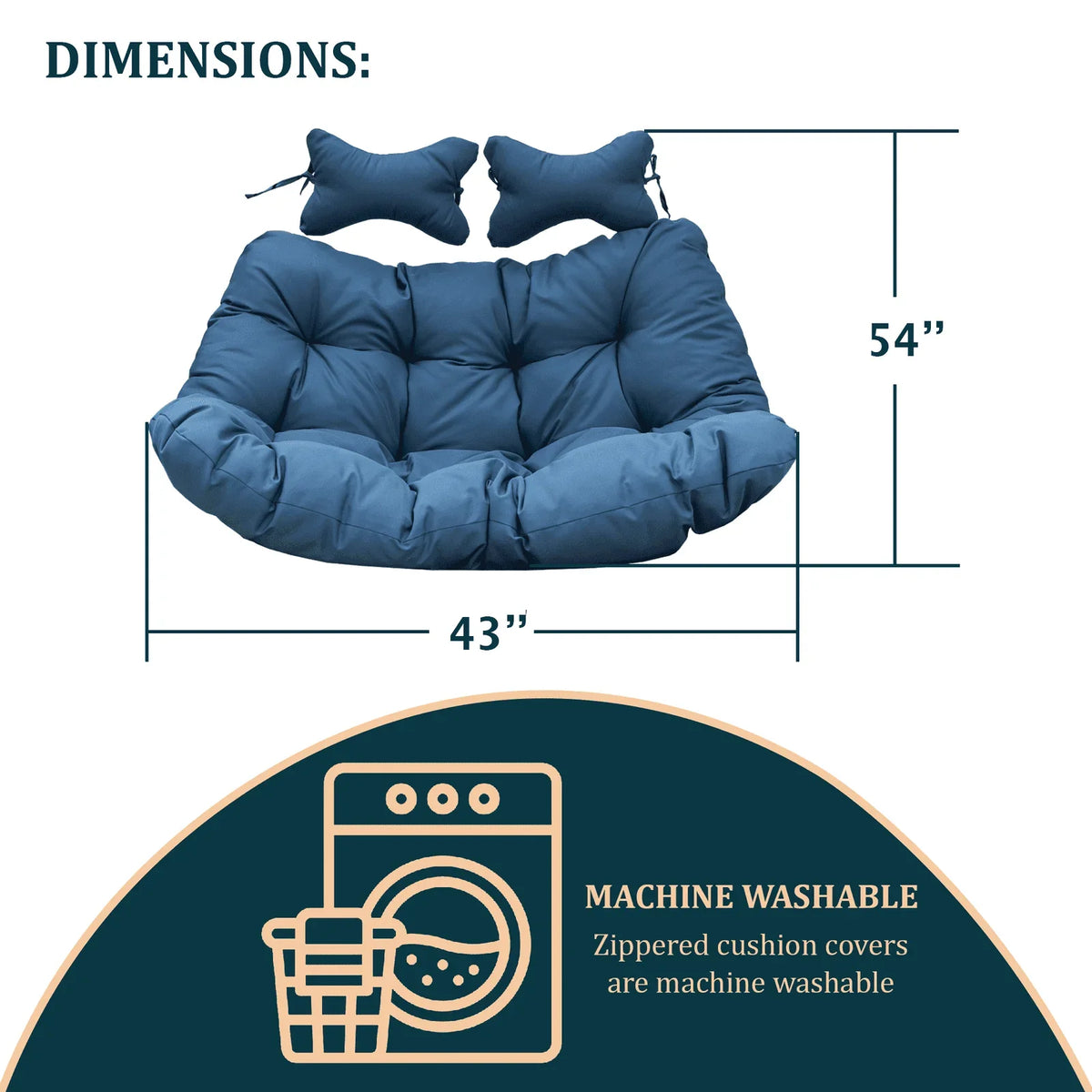 Modern Upholstered 2 Person Hanging Egg Swing Cushion with Headrest - Elax Furniture