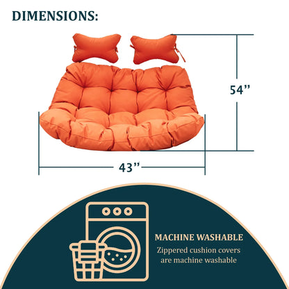 Modern Upholstered 2 Person Hanging Egg Swing Cushion with Headrest - Elax Furniture