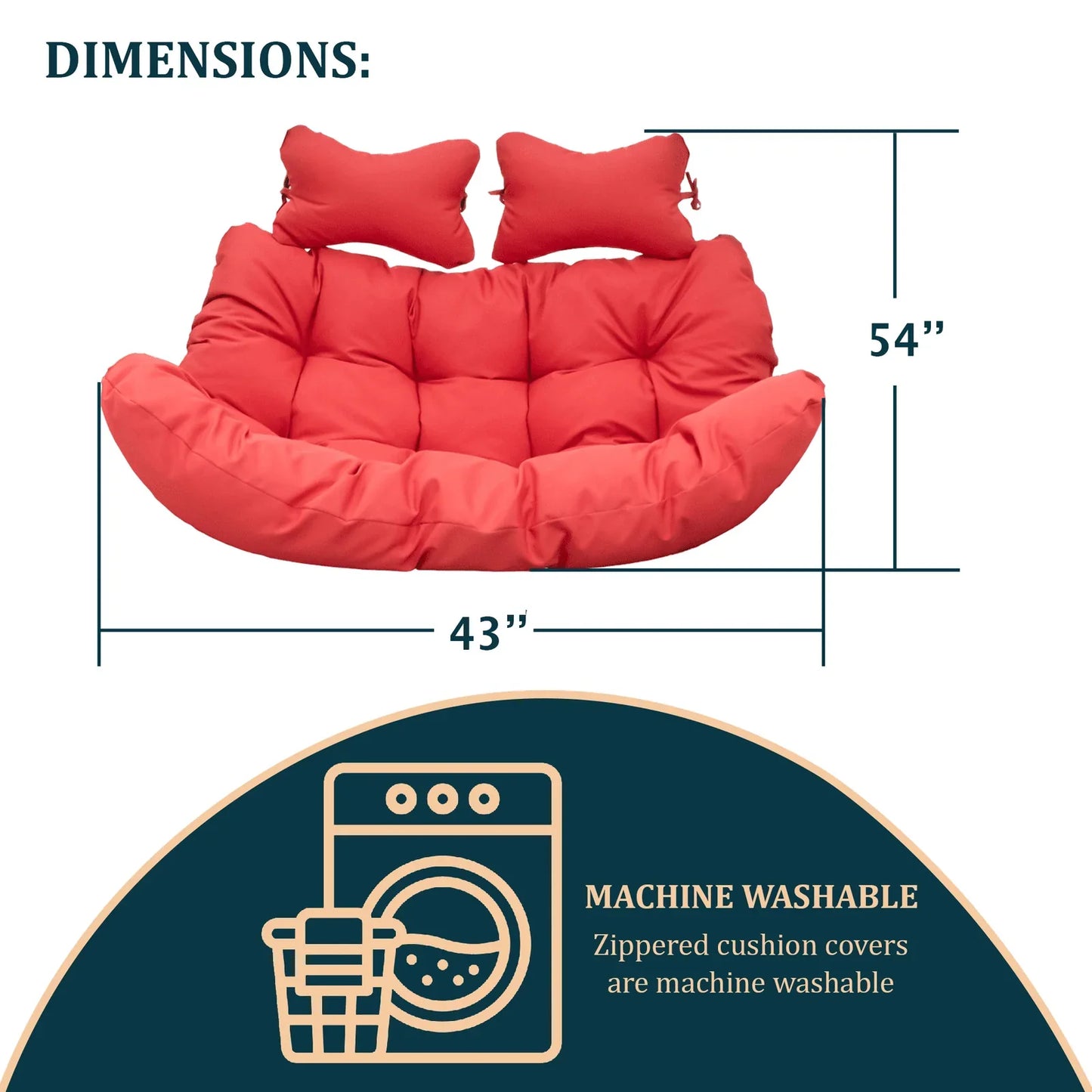 Modern Upholstered 2 Person Hanging Egg Swing Cushion with Headrest - Elax Furniture