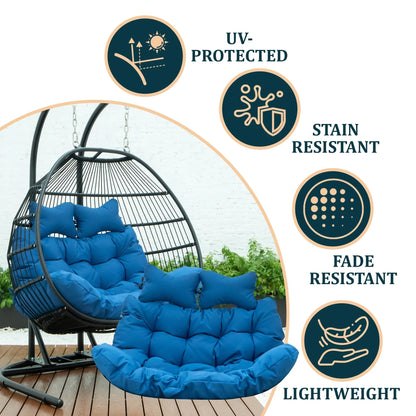 Modern Upholstered 2 Person Hanging Egg Swing Cushion with Headrest - Elax Furniture