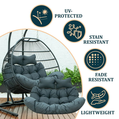 Modern Upholstered 2 Person Hanging Egg Swing Cushion with Headrest - Elax Furniture