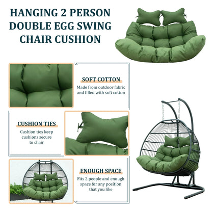 Modern Upholstered 2 Person Hanging Egg Swing Cushion with Headrest - Elax Furniture
