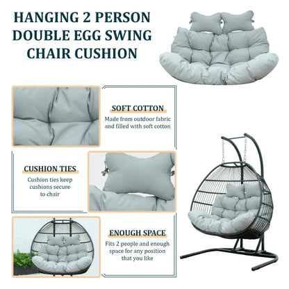 Modern Upholstered 2 Person Hanging Egg Swing Cushion with Headrest - Elax Furniture