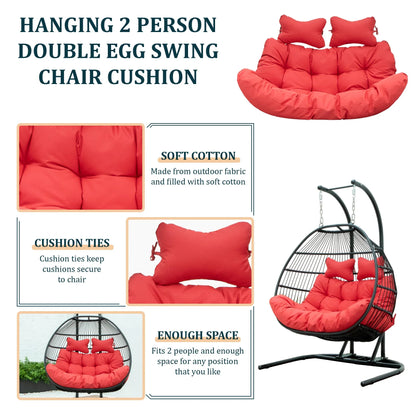 Modern Upholstered 2 Person Hanging Egg Swing Cushion with Headrest - Elax Furniture
