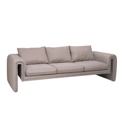 Ely Three-Seater Sofa Upholstered in Linen with Iron Frame and Removable Cushions - Elax Furniture