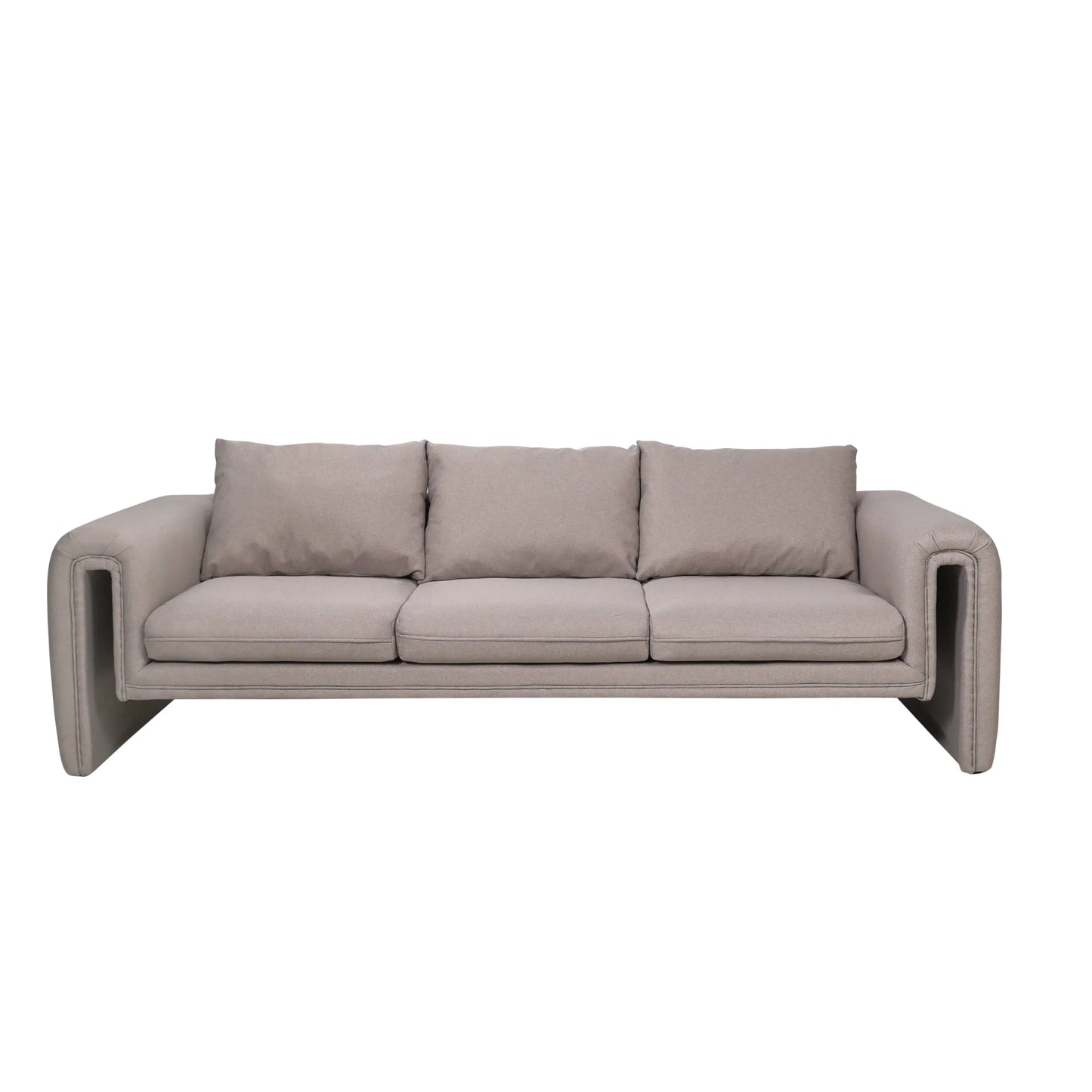 Ely Three-Seater Sofa Upholstered in Linen with Iron Frame and Removable Cushions - Elax Furniture