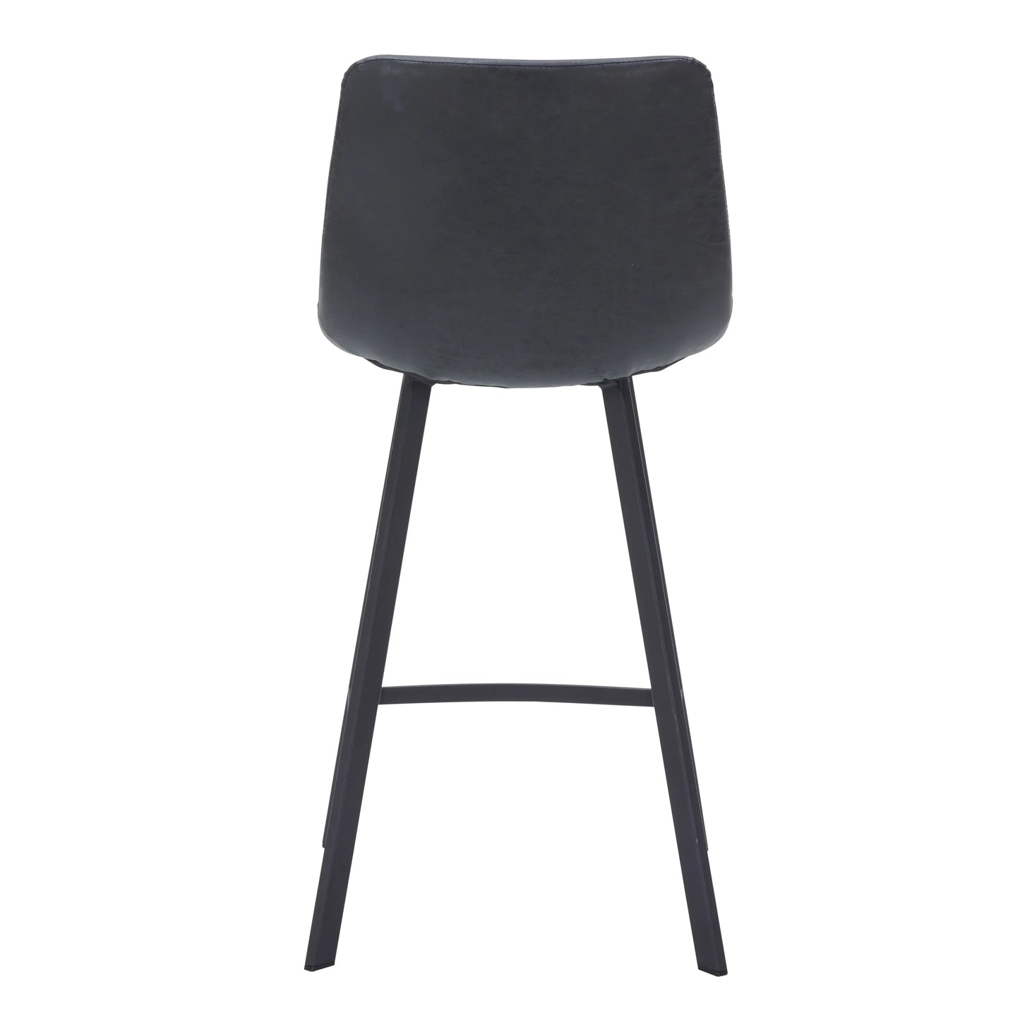 Elland Counter Stool in Leather Padded Seat in Black Stainless Steel Set of 2 - Elax Furniture