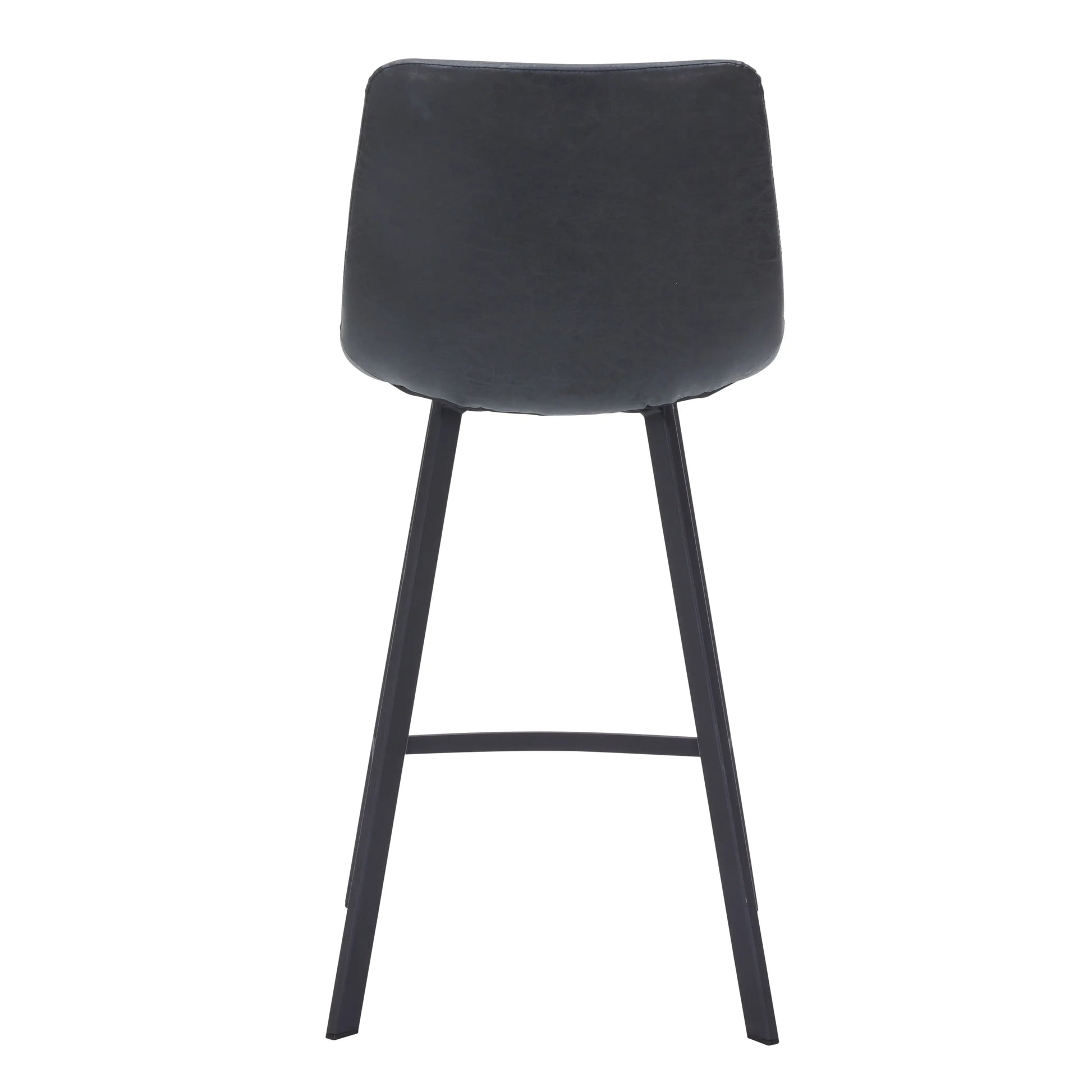 Elland Counter Stool in Leather Padded Seat in Black Stainless Steel Set of 2 - Elax Furniture