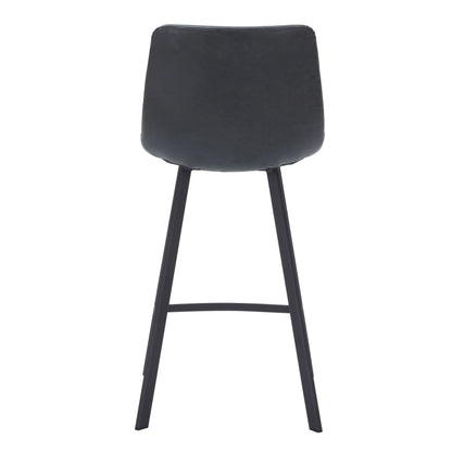Elland Counter Stool in Leather Padded Seat in Black Stainless Steel Set of 2 - Elax Furniture