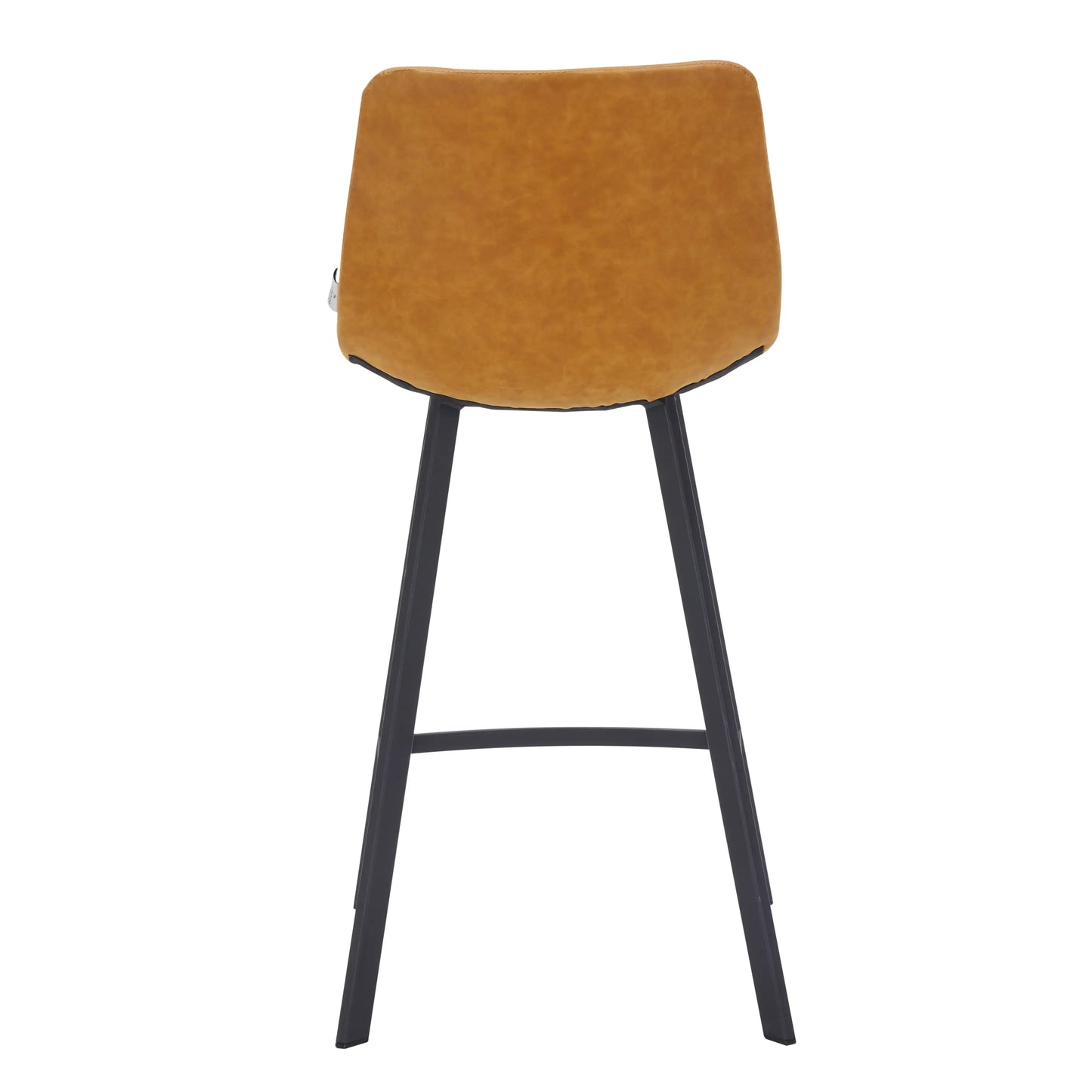 Elland Counter Stool in Leather Padded Seat in Black Stainless Steel Set of 2 - Elax Furniture