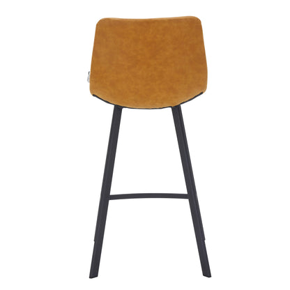 Elland Counter Stool in Leather Padded Seat in Black Stainless Steel Set of 2 - Elax Furniture
