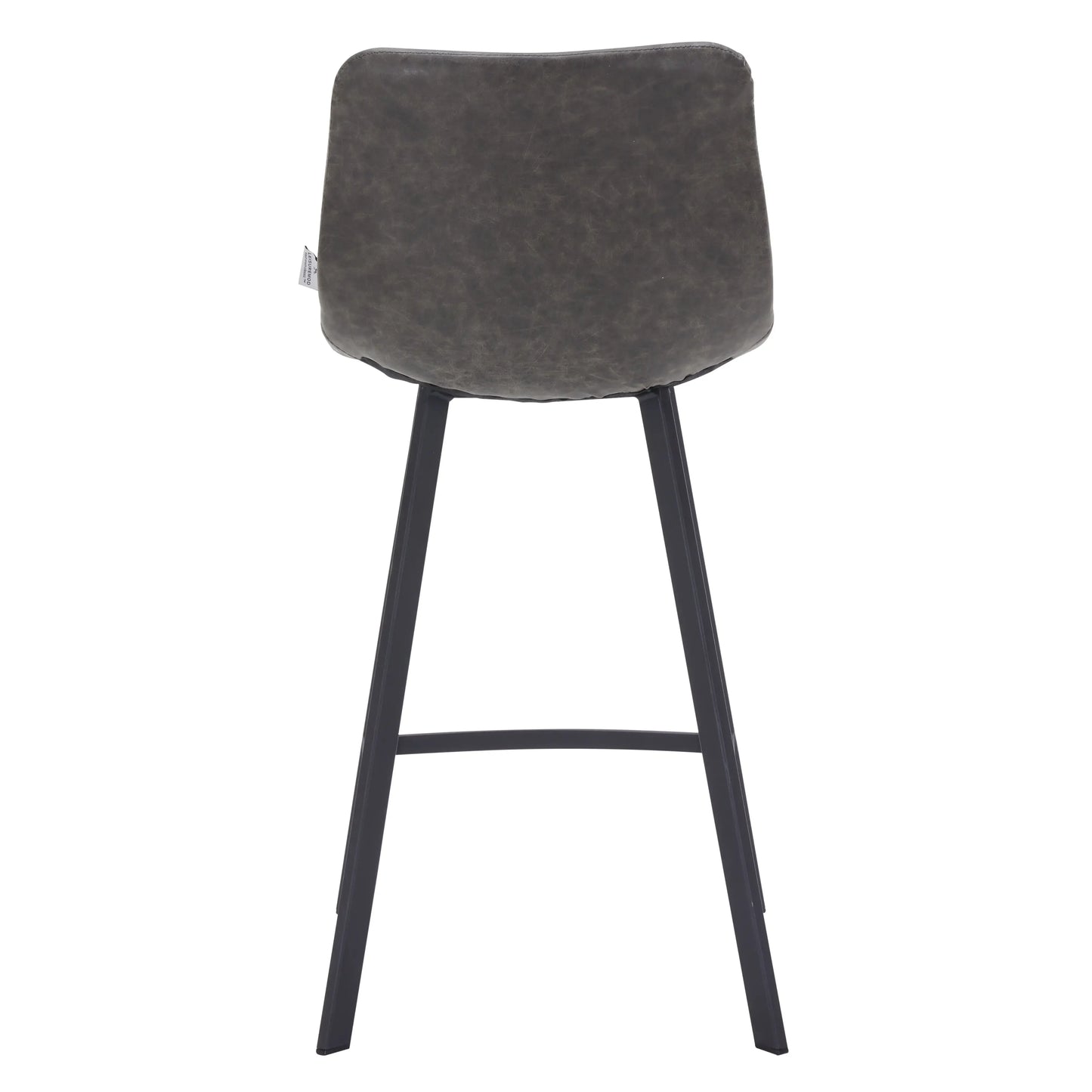 Elland Counter Stool in Leather Padded Seat in Black Stainless Steel Set of 2 - Elax Furniture