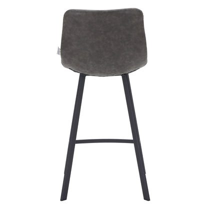 Elland Counter Stool in Leather Padded Seat in Black Stainless Steel Set of 2 - Elax Furniture