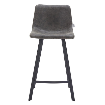 Elland Counter Stool in Leather Padded Seat in Black Stainless Steel Set of 2 - Elax Furniture
