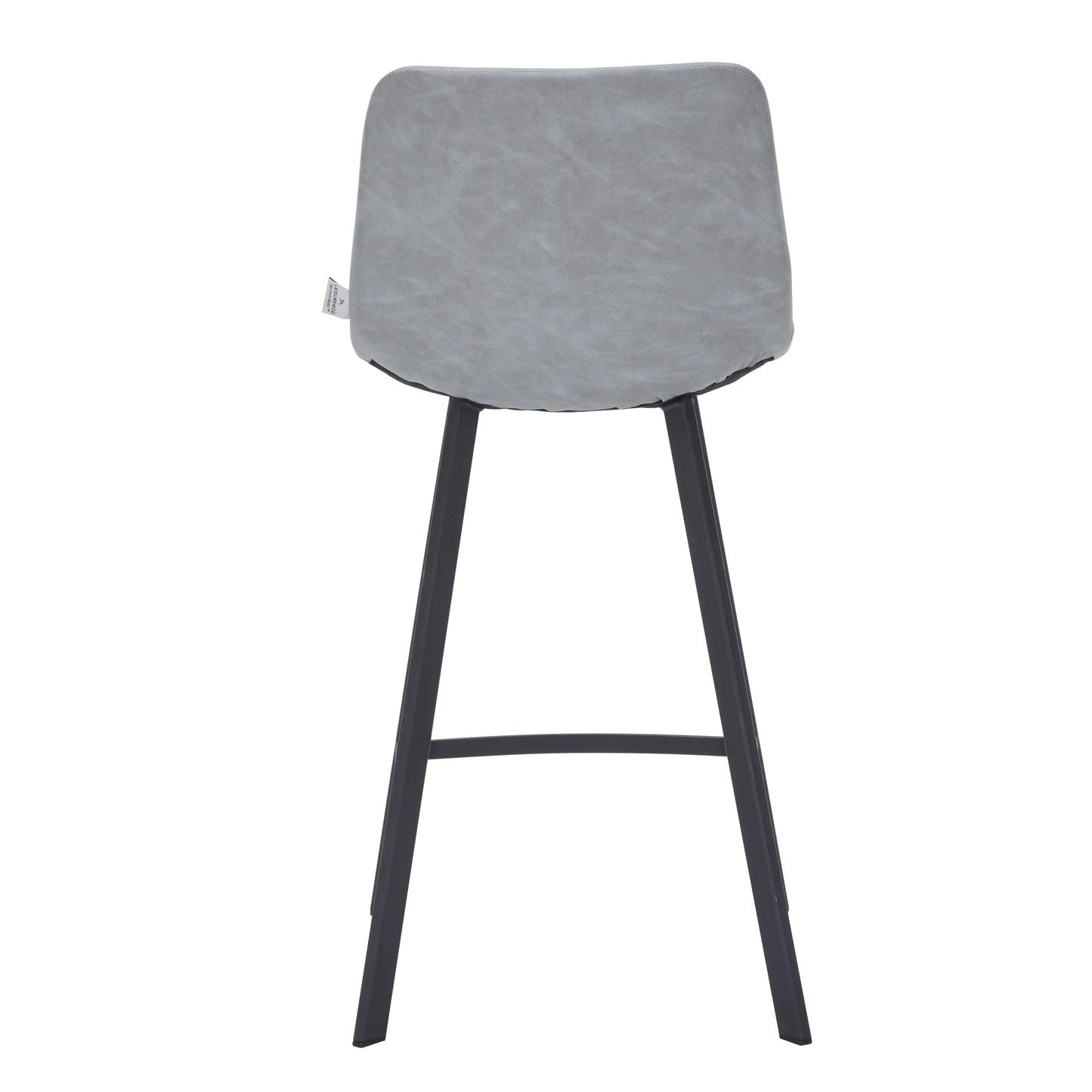 Elland Counter Stool in Leather Padded Seat in Black Stainless Steel Set of 2 - Elax Furniture