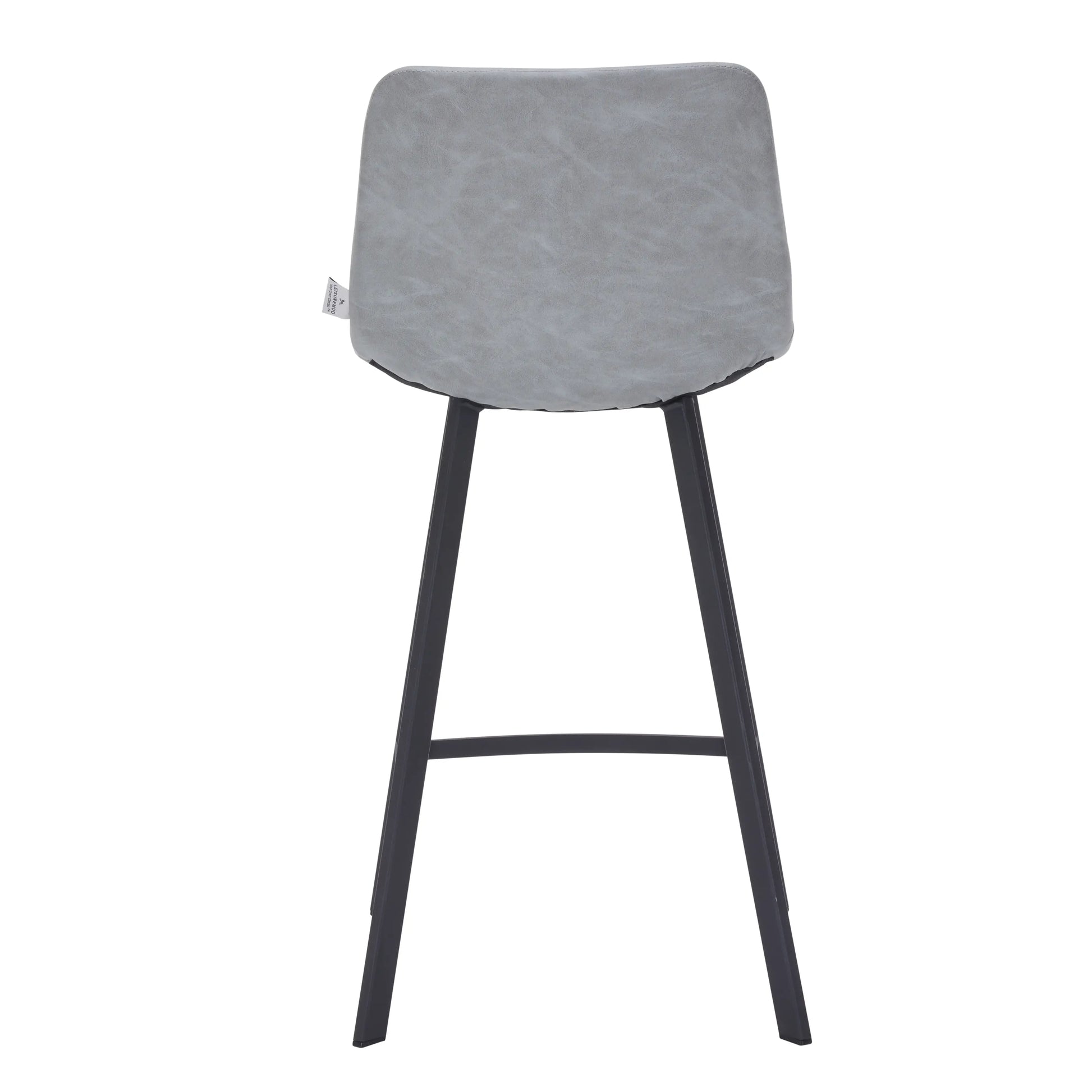 Elland Counter Stool in Leather Padded Seat in Black Stainless Steel Set of 2 - Elax Furniture