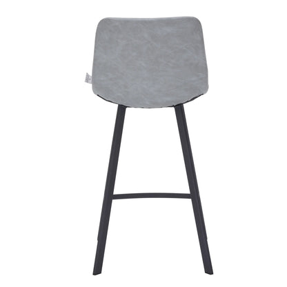 Elland Counter Stool in Leather Padded Seat in Black Stainless Steel Set of 2 - Elax Furniture