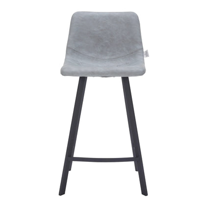 Elland Counter Stool in Leather Padded Seat in Black Stainless Steel Set of 2 - Elax Furniture