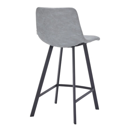 Elland Counter Stool in Leather Padded Seat in Black Stainless Steel Set of 2 - Elax Furniture