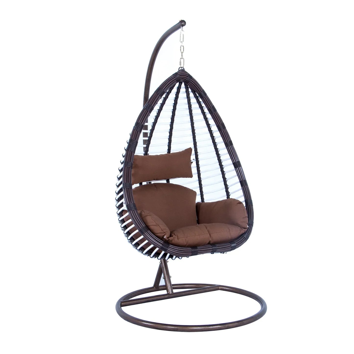 Single-Seater Wicker Hanging Egg Swing Chair with Green Cushion - Elax Furniture