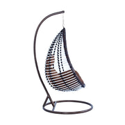 Single-Seater Wicker Hanging Egg Swing Chair with Green Cushion - Elax Furniture