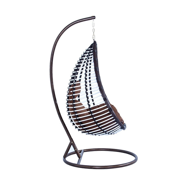 Single-Seater Wicker Hanging Egg Swing Chair with Green Cushion