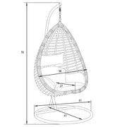 Single-Seater Wicker Hanging Egg Swing Chair with Green Cushion - Elax Furniture