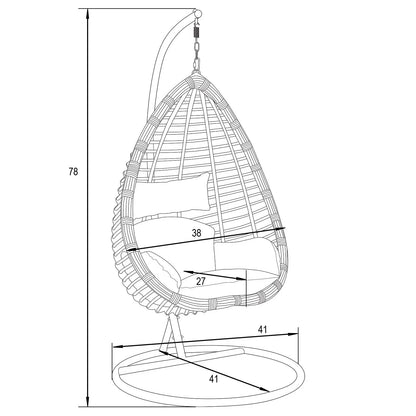 Single-Seater Wicker Hanging Egg Swing Chair with Green Cushion - Elax Furniture