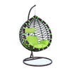 Single-Seater Wicker Hanging Egg Swing Chair with Green Cushion