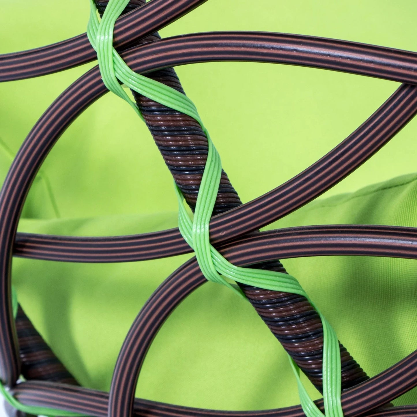 Single-Seater Wicker Hanging Egg Swing Chair with Green Cushion - Elax Furniture