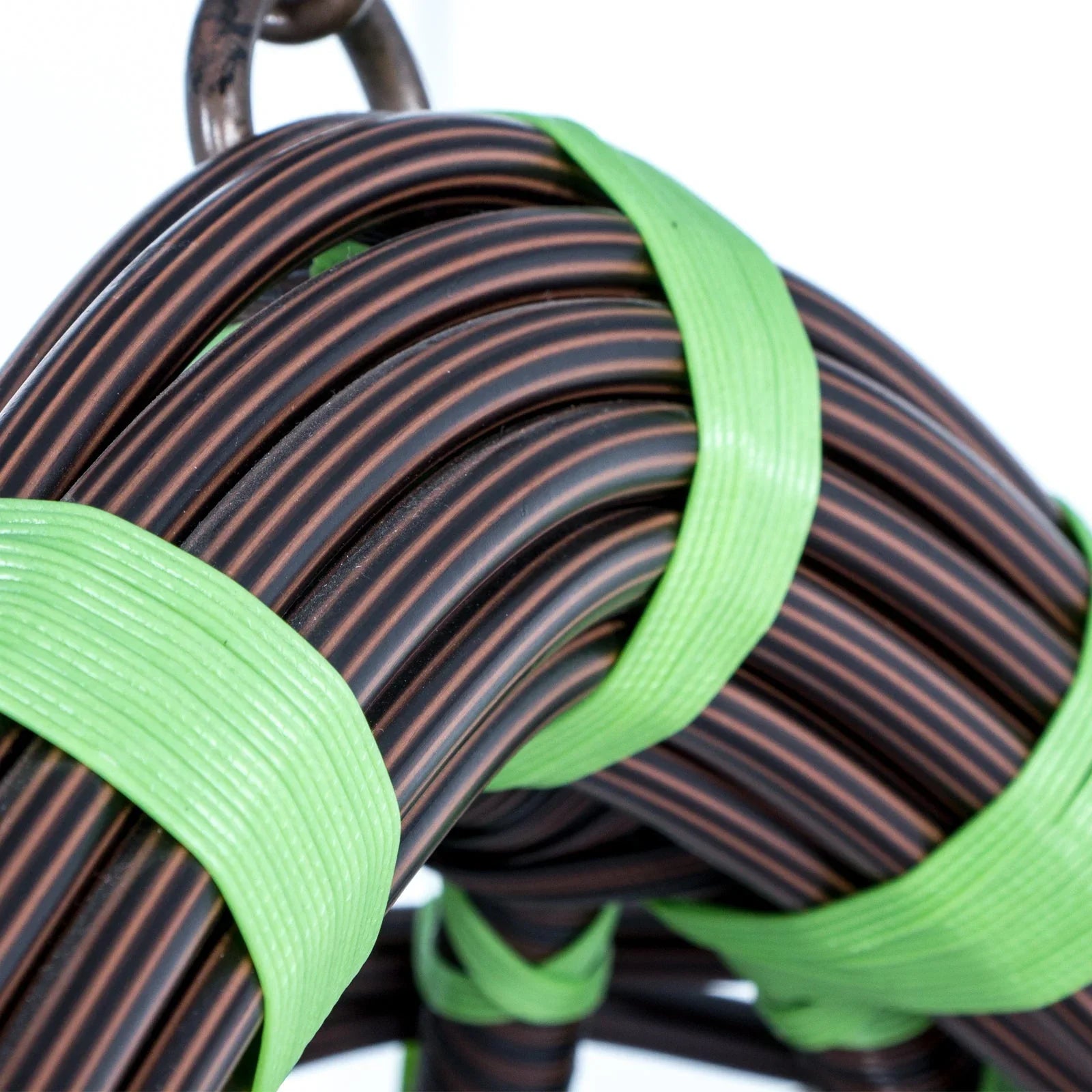 Single-Seater Wicker Hanging Egg Swing Chair with Green Cushion - Elax Furniture