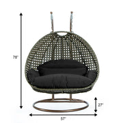 Modern Beige Wicker Hanging Double Seater Egg Swing Chair - Elax Furniture