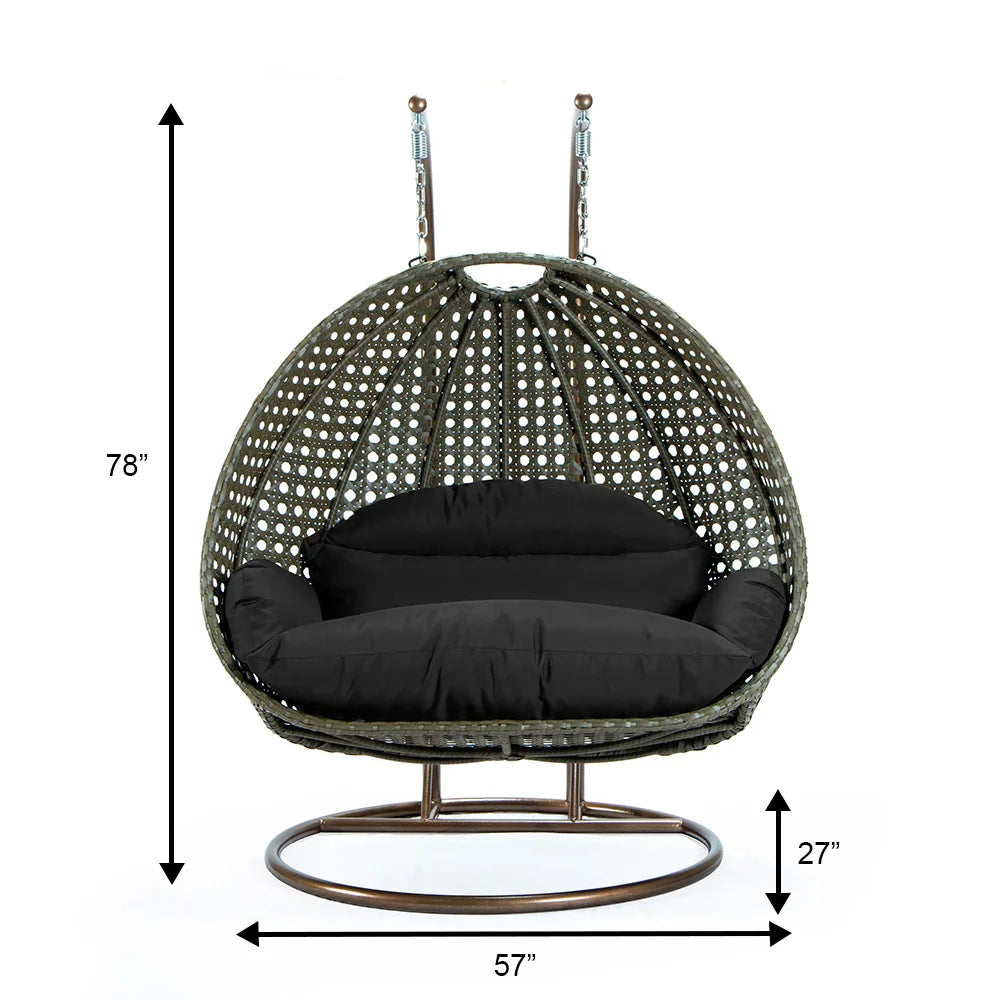 Modern Beige Wicker Hanging Double Seater Egg Swing Chair - Elax Furniture