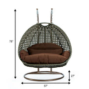 Modern Beige Wicker Hanging Double Seater Egg Swing Chair - Elax Furniture