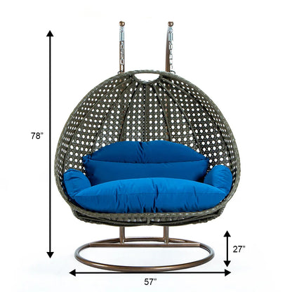 Modern Beige Wicker Hanging Double Seater Egg Swing Chair - Elax Furniture