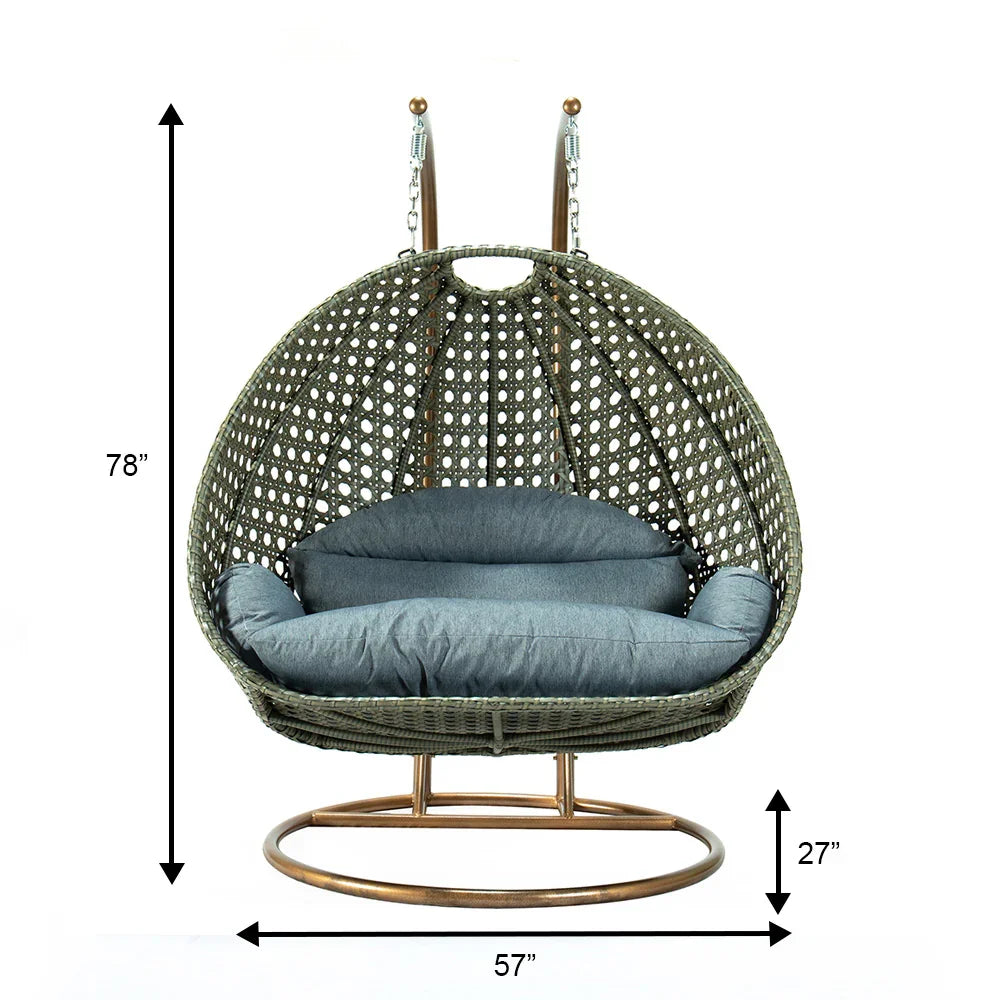 Modern Beige Wicker Hanging Double Seater Egg Swing Chair - Elax Furniture