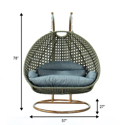 Modern Beige Wicker Hanging Double Seater Egg Swing Chair - Elax Furniture