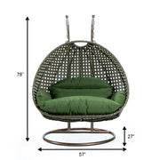 Modern Beige Wicker Hanging Double Seater Egg Swing Chair - Elax Furniture
