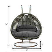 Modern Beige Wicker Hanging Double Seater Egg Swing Chair - Elax Furniture