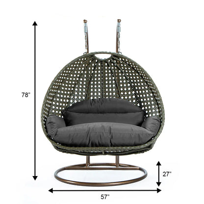 Modern Beige Wicker Hanging Double Seater Egg Swing Chair - Elax Furniture