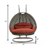 Modern Beige Wicker Hanging Double Seater Egg Swing Chair - Elax Furniture