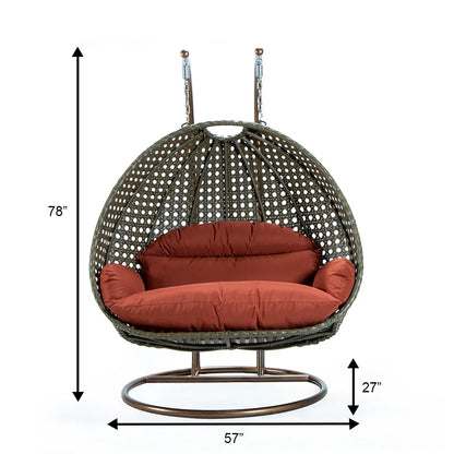 Modern Beige Wicker Hanging Double Seater Egg Swing Chair - Elax Furniture